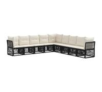vidaXL Set di divani da giardino in rattan sintetico, 9 pezzi, nero, divano modulare moderno, resistente alle intemperie, per esterni, mobili da patio, sedie comode, giardino da sogno