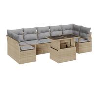 vidaXL Set di divani da Giardino in Rattan Sintetico da 8 Pezzi con Cuscini Beige. Ha Un Design modulare, Offre Spazio per 6 Persone e ha Piedi Regolabili. Perfetto per Il Tuo Balcone, Patio o Lounge