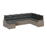 vidaXL Set di divani da giardino, 8 pezzi, con cuscini in rattan di poliestere, grigio, resistente alle intemperie, design modulare, adatto per uso esterno in patio o balcone, mobili da lounge