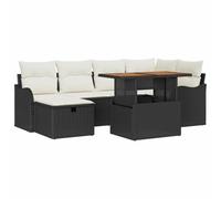 vidaXL Set di divani da Giardino in Rattan Sintetico Nero, 7 Pezzi, con Cuscini. È Fatto a Mano e può ospitare Fino a 6 Persone. Resistente alle intemperie, ha Uno Stile Elegante ed è Perfetto per RI