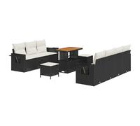 vidaXL Set di divani da Giardino Moderno a 10 Pezzi di con Cuscini in Rattan Nero e Crema. Perfetto per Esterni, Questo Design modulare è l'ideale per balconi, patii e terrazze.