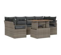 vidaXL Set di Divani da Giardino Cuscini Rattan Sintetico Grigio Poly Rattan, Divano da Giardino con Ripostiglio & Cuscini Rattan Sintetico Grigio