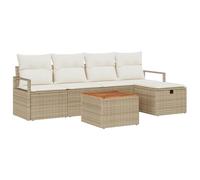 vidaXL Set di Divani da Giardino in Rattan Polietilene Beige con Cuscini da 6 Pezzi