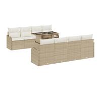 vidaXL Set di divani da Giardino modulari 9 Pezzi Beige in Rattan Sintetico con Cuscini Crema, Perfetto per l'esterno. Mobili stilosi per Il Patio e la terrazza, Resistenti alle intemperie e dal des