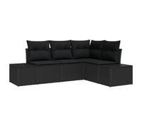vidaXL Set di 4 divani da giardino con cuscino, nero, in polyrattan, resistente alle intemperie, elegante, per esterni, balcone, giardino d'inverno, angolo, sezionale, mobili modulari