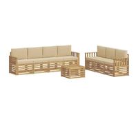 vidaXL Set di divani in legno di acacia massiccio, divano sezionale moderno, mobili da terrazza durevoli, per rilassarsi e godersi all'aria aperta