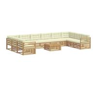 vidaXL Set di divani in legno di acacia solido, divano da giardino, mobile modulare resistente per patio, area di relax confortevole, set da terrazza