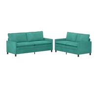 vidaXL Set di divani in velluto turchese, 2 pezzi, divano moderno, elegante poltrona, zona salotto interno, imbottitura confortevole, mobili versatili, design chic