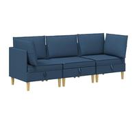 vidaXL Set di divani modulari con spazio di archiviazione 3 pcs Blu, Set per il soggiorno, mobile modulare per relax, posti comodi, arredo moderno per casa