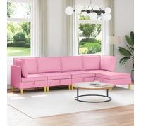 vidaXL Set di divani modulari con spazio di archiviazione 5 pz Rosa