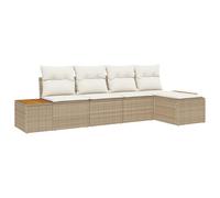vidaXL Set di divani modulari da Esterno con Cuscini Beige e Bianchi in polirattan, 5 Pezzi. Perfetto per balconi e patii, ha Un Design Moderno ed è Facile da Mantenere. Ottimo per i mobili da giard