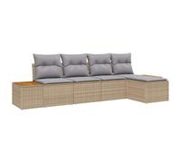 vidaXL Set di divani modulari da Esterno con Cuscini Beige e Grigi in Rattan Sintetico, 5 Pezzi. Perfetto per balconi e patii, ha Un Design Moderno e è Facile da Mantenere. Mobili da Giardino, lettin