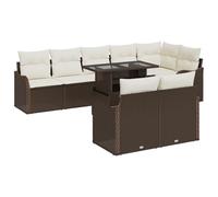 vidaXL Set di divani modulari da Esterno con Cuscini Marrone Panna mobili in Vimini Piedi Regolabili posti a Sedere per 6 Persone Giardino Patio Divano Sezione Pranzo in PE Rattan Resistente alle in