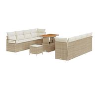 vidaXL Set di divani modulari da Esterno con Cuscini per 6 Persone, Colore Beige in polirattan. Mobili Moderni, Comodi per Il Balcone e Anche Resistenti e Facili da Pulire per Patio e terrazza.