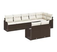 vidaXL Set di divani modulari da Esterno in 8 Pezzi con Cuscini Marrone in polirattan. Seduta Flessibile per Giardino, Patio o Balcone. Resistente alle intemperie. Piedini Regolabili, Perfetto per o