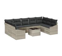 vidaXL Set da Pranzo Giardino 10 Pezzi con Cuscini Grigio Rattan Sintetico