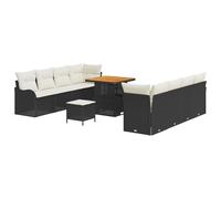 vidaXL Set di divani modulari da Esterno per 4 Persone con Cuscini Nero, Crema e Bianco, Fatti a Mano, Resistenti alle intemperie e Super Comodi per patii, Giardini e balconi.