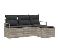 vidaXL Set divani da Giardino 4 Pezzi con Cuscini Grigio Chiaro Polyrattan, Divano da Giardino 2 posti con Cuscini Grigio Polyrattan
