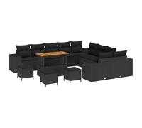 vidaXL Set di divani modulari da Giardino 4 Pezzi in Rattan Nero con Cuscini e Piedi Regolabili di vitaXL. Arredamento Esterno Elegante per Patio e Giardini. Ideale per Relax in Estate e per Mangiare