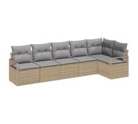 vidaXL Set di divani modulari da Giardino 6 Pezzi con Cuscini Beige in polirattan. Arredo da Esterno Resistente agli Agenti atmosferici, con coperture Removibili. Elegante e Comodo per Patio, terrazz