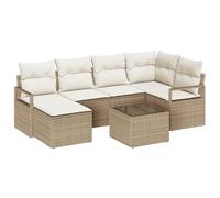 vidaXL Set di Divani Modulari da Giardino, 7 Pezzi con Cuscini Beige in Rattan Sintetico, Perfetti per Esterni. Questo arredo da Patio è Resistente alle intemperie e Moderno, Ideale per Il Tuo giard