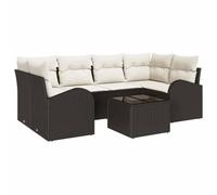 vidaXL Set di divani modulari da Giardino 7 Pezzi con Cuscini Marroni in Rattan Sintetico per Esterni, mobili da Salotto per Patio e terrazza. Rilassati Senza pensieri!