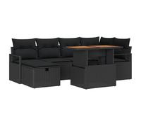 vidaXL Set di divani da Giardino 7 Pezzi con Cuscini Rattan polietilene Neri, Divano da Giardino 2 posti con Cuscini Rattan polietilene Neri