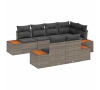 vidaXL Set di divani modulari da Giardino 7 Pezzi | Cuscini in polyrattan Grigi per Uso Esterno, Design Intrecciato, Piedi Regolabili, posti spaziosi Fino a 6, mobili da Patio, terrazza, Resistenti