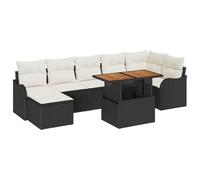 vidaXL Set di divani modulari da Giardino, 8 Pezzi con Cuscini Color Crema, Resistenti alle intemperie, Perfetti per Esterni. Telaio in Rattan Sintetico Intrecciato, Incluso Tavolo Naturale, Ideale