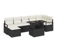 vidaXL Set Divano da Giardino a 8 Pezzi con Cuscini Nero Polyrattan