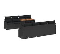 vidaXL Set di divani modulari da Giardino 9 Pezzi, con Cuscini Neri in Rattan Sintetico. Questi mobili da Esterno Hanno funzioni Regolabili e Un Design Intrecciato a Mano. Perfetti per la terrazza o