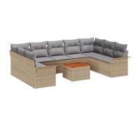 vidaXL Set di divani modulari da Giardino a 10 Pezzi con Cuscini Beige e Grigio Chiaro in Rattan Sintetico | Resistente alle intemperie, Facile da Pulire, Fodere Rimovibili, mobili Eleganti per pati
