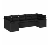vidaXL Set di divani da Giardino 7 Pezzi con Cuscini Neri in polyrattan, Divano da Giardino a 2 posti Spazio di stoccaggio e Cuscini Neri in polyrattan