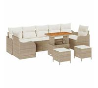 vidaXL Set di divani modulari da Giardino a 4 Pezzi con Cuscini in Rattan Poliestere Beige, Piedi Regolabili, Fatto a Mano, Resistente all'Acqua, posti a Sedere per Esterni Perfetti per Il Patio e i