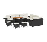 vidaXL Set di Divani Modulari da Giardino a 5 Pezzi con Cuscini Resistenti ai Raggi UV in Nero e Crema, in Rattan. Ideale per Relax e Sedute all'Aperto, Mobili da Pranzo per Il Patio, Bistro o Terraz