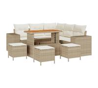 vidaXL Set di divani modulari da Giardino Beige in Rattan con Cuscini Color Crema. Resistenti alle intemperie, con Piedi Regolabili. È Un Arredamento Esterno Elegante per 5 Persone. Perfetto per DIV