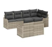vidaXL Set Divani Giardino 7 Pezzi Cuscini Grigio Chiaro Polyrattan