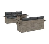 vidaXL Set di divani da Giardino 7 Pezzi con Cuscini Grigi in Rattan Poly, Divano da Giardino 2 posti con Storage e Cuscini Grigi in Rattan Poly