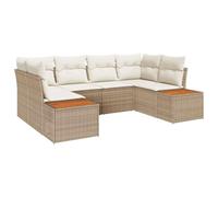 vidaXL Set di divani modulari da Giardino da 6 Pezzi, con Cuscini Beige e Bianchi in Rattan Sintetico. È Un arredo Elegante per l’Esterno: Perfetto per Il Balcone, Il Patio, la Lounge, la terrazza,