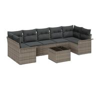 vidaXL Set di 8 divani da giardino per esterni, con cuscino, modulare, grigio, in polyrattan, per 7 persone, ideale per balconi, mobili sezionali, patio, quattro posti