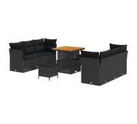 vidaXL Set di divani modulari da Giardino da 9 Pezzi con Cuscini in polirattan Nero. Perfetto per arredare spazi Esterni Come terrazze e patii, con Un Design Intrecciato Che Fa Scena.