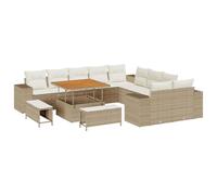 vidaXL Set di divani modulari da Giardino in Rattan Sintetico Beige di con Cuscini Crema. Mobili da Lounge per Esterni, Perfetti per Patio e posti a Sedere. Misure perfette per Una terrazza Moderna.