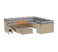 vidaXL Set di divani modulari da Giardino per 4 Persone, con Cuscini Beige e Rattan Grigio Chiaro. Mobili da terrazza con Piedini Regolabili, Perfetti per l'arredamento Moderno di Patio e spazi all'a