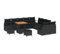 vidaXL Set di divani modulari da Giardino per Quattro Persone con Cuscini | Rattan Sintetico Nero e Tavolo Esterno in Materiali Resistenti ai Raggi UV. Perfetto per patii, balconi e Giardini. Arredam