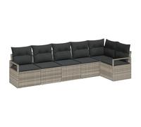 vidaXL Set di divani modulari da Giardino, Sei Pezzi con Cuscini. Fatti in polyrattan Grigio Chiaro, con Piedi Regolabili. Perfetti per terrazze, balconi e Giardini. Arredo Moderno per Esterni.