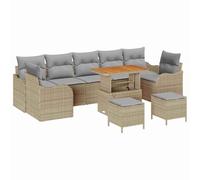 vidaXL Set di divani modulari da Giardino vitaXL con 4 Pezzi, Cuscini Beige e Grigio Chiaro, Tessuto Intrecciato, Piedi Regolabili, Resistenti alle intemperie, Perfetti per Patio e Lounge.