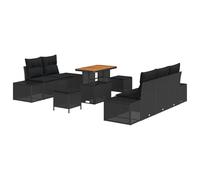 vidaXL Set di divani modulari da Patio a 8 Pezzi con Cuscini Neri in Rattan Sintetico, Perfetti per i Tuoi spazi Esterni, Come Patio o terrazzo. Sono Anche Impermeabili!