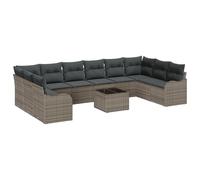 vidaXL Set di Divano Sezionale da Giardino con Cuscini e Tavolo Grigio Rattan Design Modulare Seduta Confortevole per Patios Balconi Perfetto per 4 Persone Mobili Resistenti alle Intemperie. Mobili