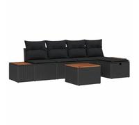 vidaXL Set di divani modulari per Il Giardino con 6 Pezzi e Cuscini Neri, in Rattan Sintetico. Mobili Impermeabili e Resistenti ai Raggi UV, Perfetti per terrazze e Lounge. Non scoloriscono!