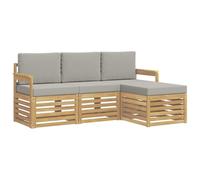 vidaXL Set di divani per esterni, 4 pezzi, bianco e grigio chiaro, divano ad angolo da giardino, soggiorno moderno, mobili da esterno per un comfort sulla vostra terrazza